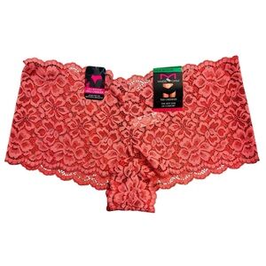New NWT Maidenform Coral Floral Lace Cheeky Boyshorts Sz 7/Lg